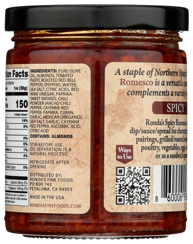 Spicy Romesco Dip/Sauce/Spread/Topping 9oz Jar