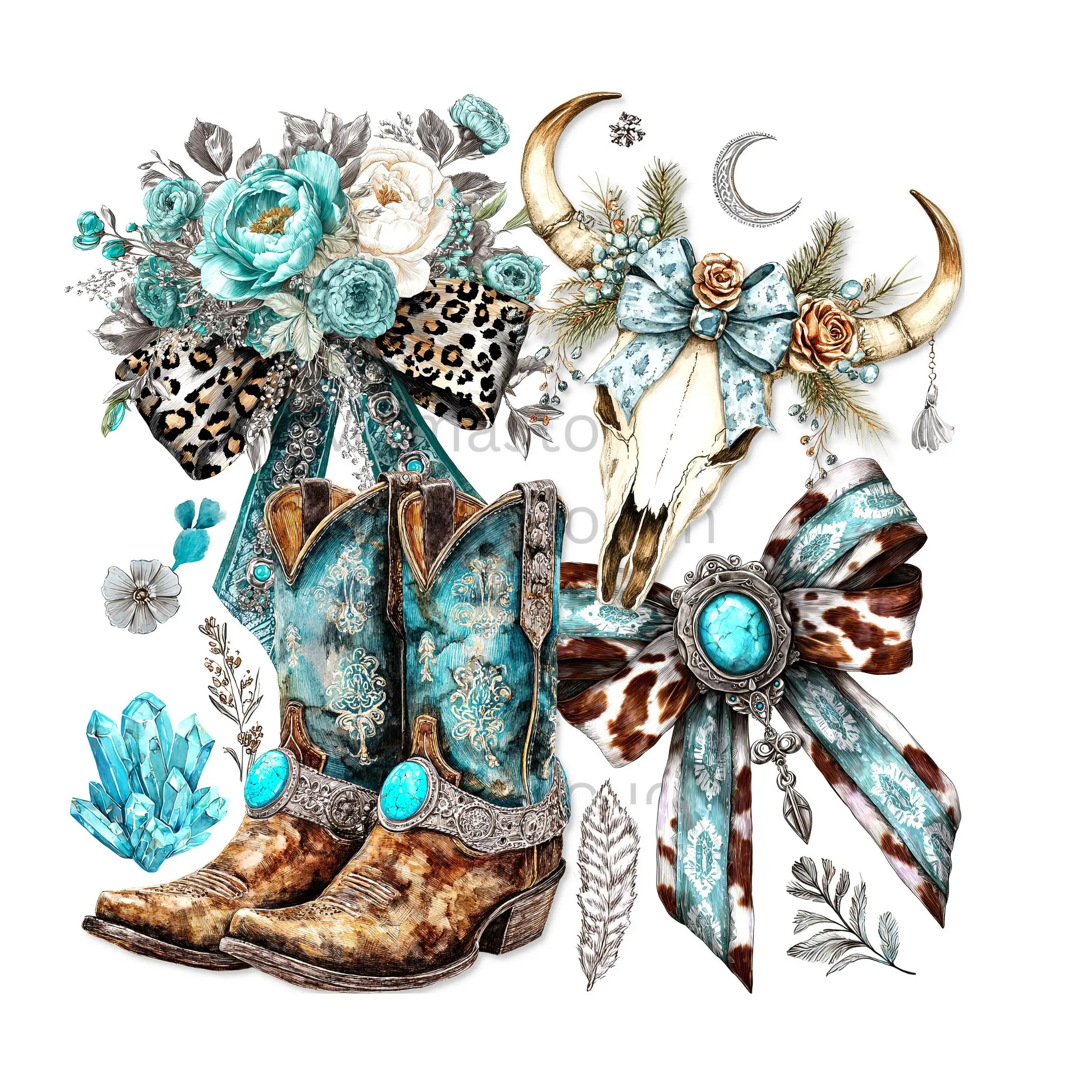 Western Boots Coquette - Western Design - Bows - DTF Transfer- Direct to Film Transfer - This is Not a Physical or Digital Product