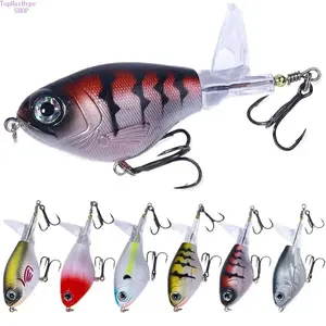 6pcs Topwater Fishing Lures with Rotating Tail, Floating Hard Bait with 3D Eyes & Sharp Treble Hooks, Lifelike Bass Lures for Freshwater & Saltwater Fishing Tackle