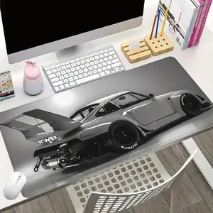 Sports Car Pattern Mouse Pad, 1 Count Rectangle Gaming Mouse Pad, Non Slip Mousepad, Non-slip Rubber Base Stitched Edge Desk Pad for Home Office Game Room