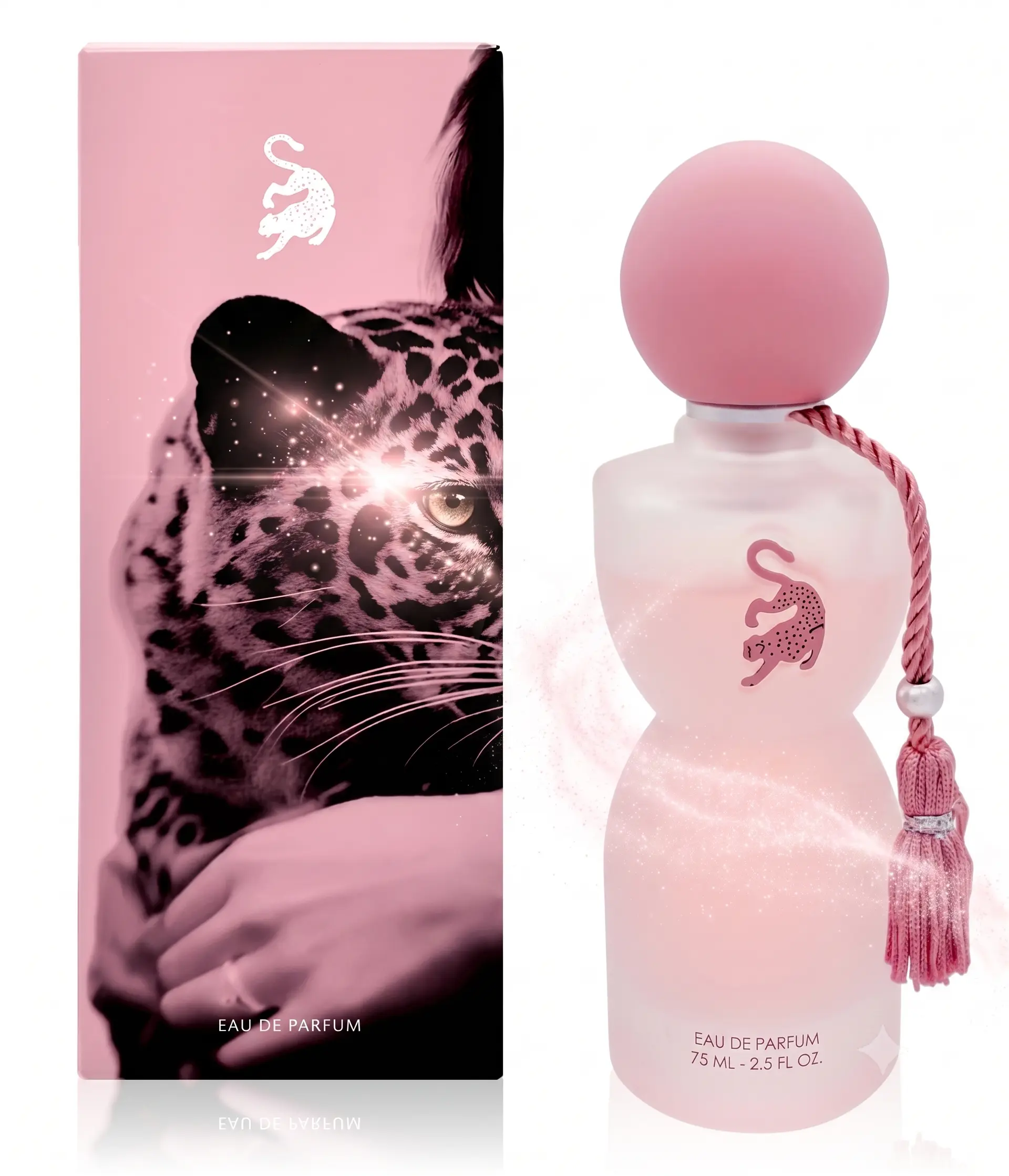 Pink Leopard Perfume 100ml - Long Lasting Sweet Floral Musk Fragrance, Cute Tassel Bottle, Designer Style Scent for Women Dupe