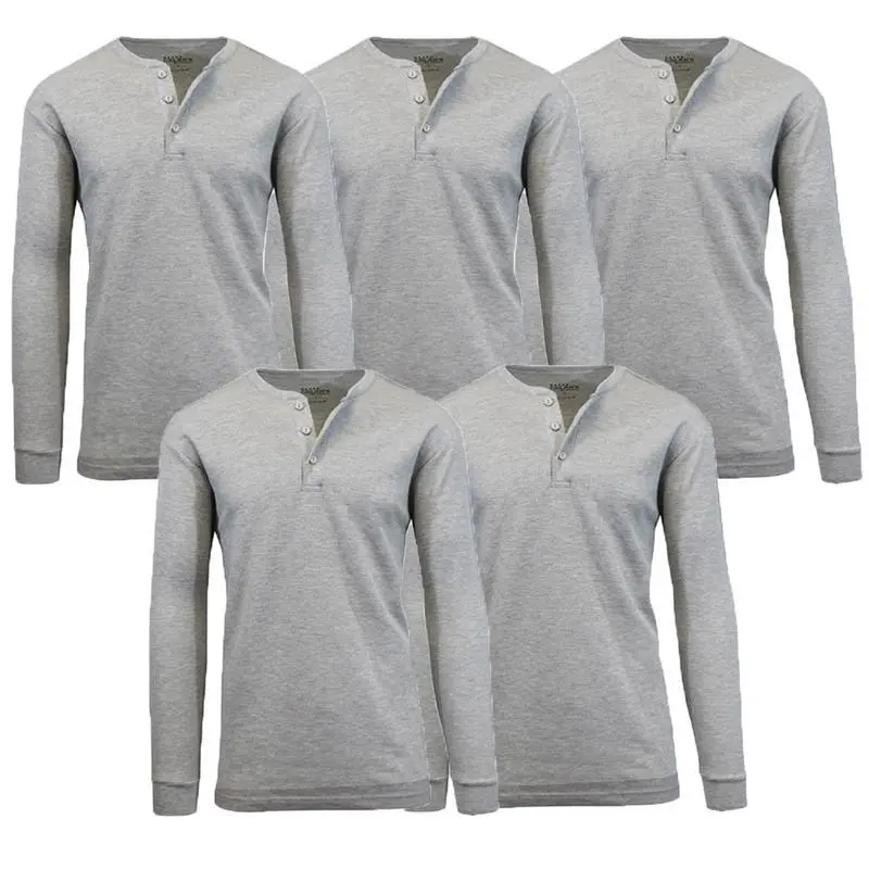 (Henley) Heather Grey x 5