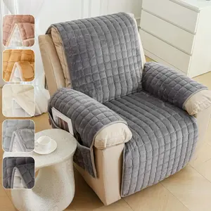 Soft Quilted Couch Cover for Recliner & Armchair, Thick Velvet Sofa Cover, Anti-Slip Pet-Friendly Chair Cover, Machine Washable Living Room Sofa Cushion, Cozy Home Decor
