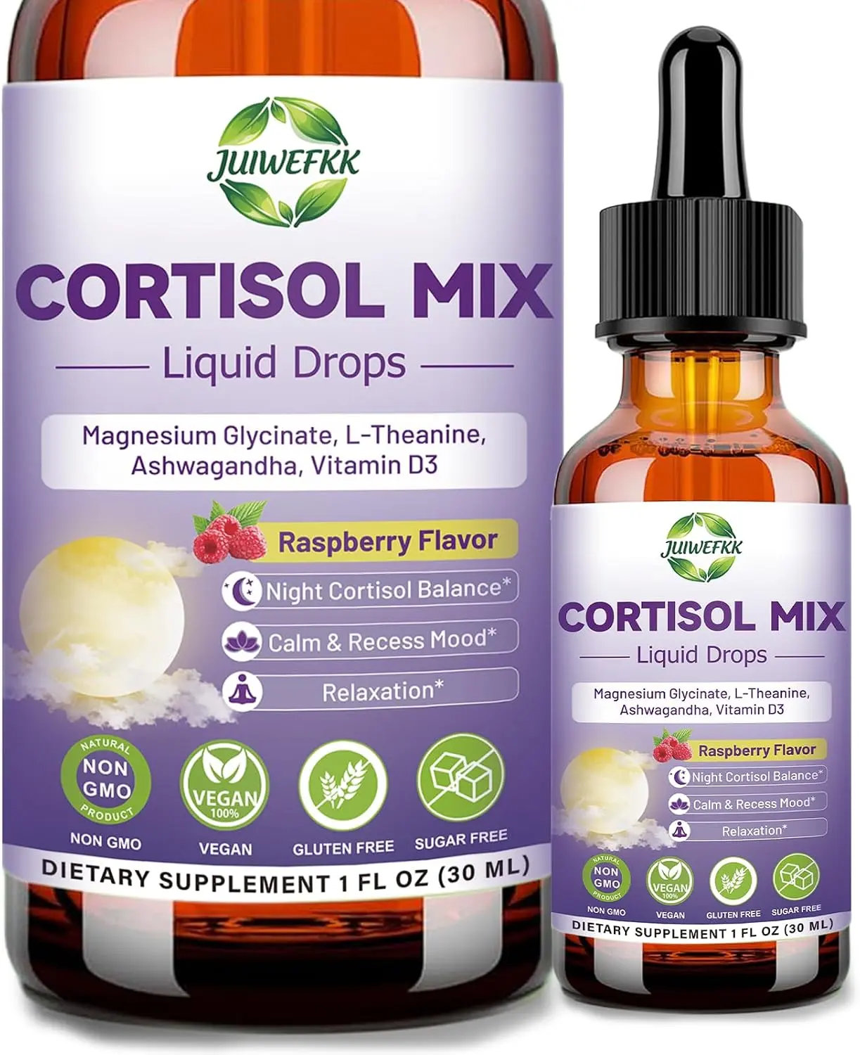 Cortisol Mix Liquid Drops Cortisol Reducer & Manager for Women Men with Magnesium L-theanine KSM-66 Ashwagandha Vitamin D3 Cortisol Supplements for Sleep Stress Mood and Relaxation Support