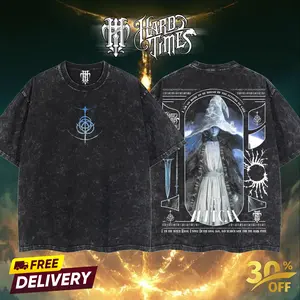 HardTimesClothing Ranni the Witch 22.10 Elden Ring Retro Vintage Unisex Oversize Anime Manga Acid Washed Heavyweight Cotton T-shirt, Anime Merch, Gift For Anime Fan. Menswear Oversized