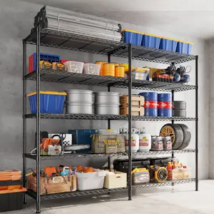 Raybee 72.8" W Storage Shelves Load 1600LBS, 5 Tier Wire Shelving Unit Metal Shelving for Storage Rack Heavy Duty Metal Shelves for Garage Pantry Kitchen