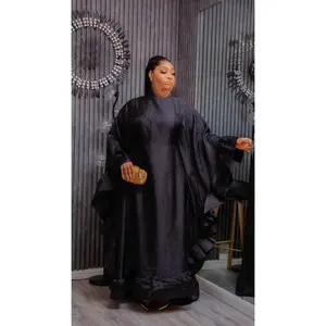 Luxury African Bubu Dress with Ruffles - Elegant Soft Ruffle Belted Design for Wedding Guest Mother of The Bride Rich Auntie Fashion Photoshoot Birthday Party Dinner All Seasons Length 60 Inches Classy Womenswear Elegant