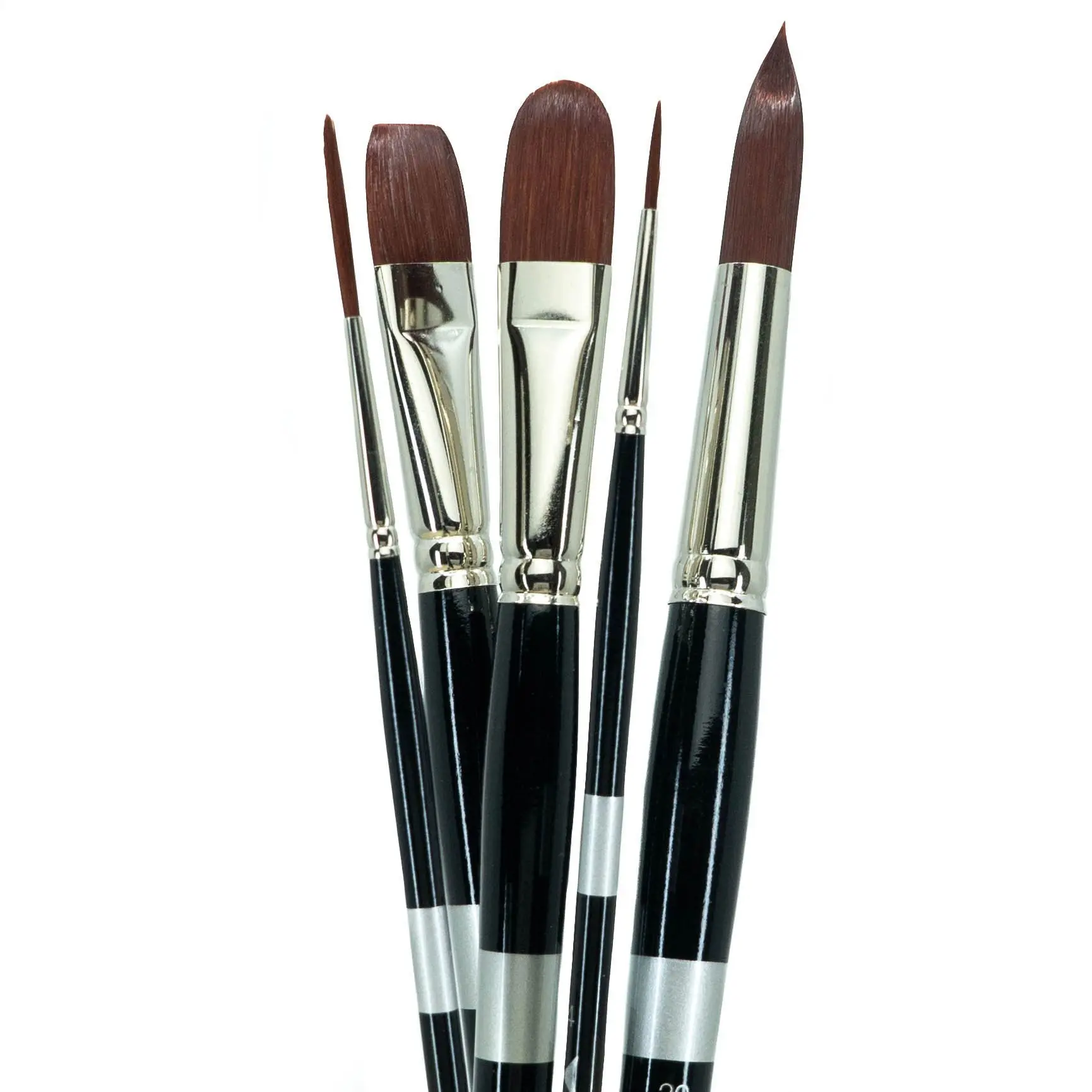 Trekell Crimson Taklon Synthetic Artist Brushes - Long Handle | Premium Brushes for Oil & Acrylic Painting | Vegan-Friendly