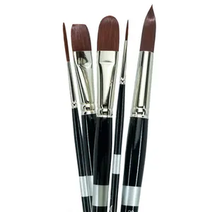 Trekell Crimson Taklon Synthetic Artist Brushes - Long Handle | Premium Brushes for Oil & Acrylic Painting | Vegan-Friendly