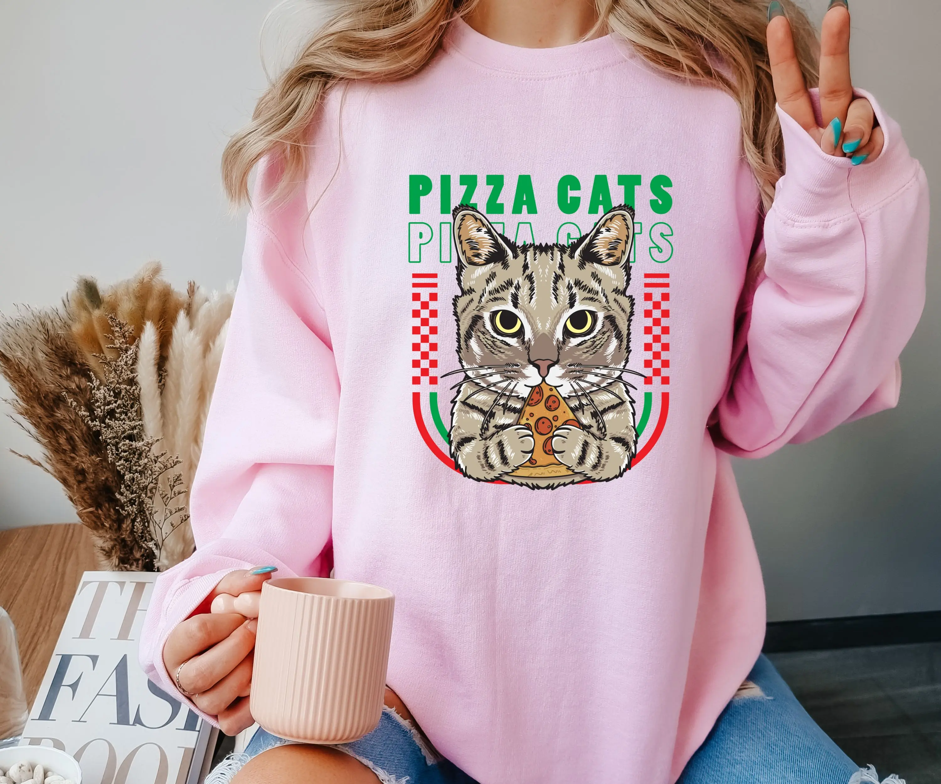 Pizza Cat Crewneck Sweatshirt