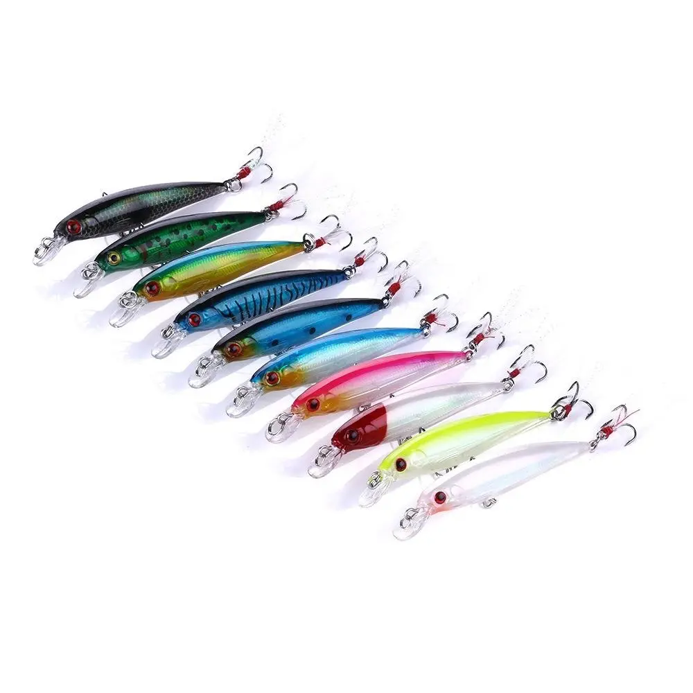 10pcs,Minnow Fishing Lures Set,Lifelike Hard Bait with Sharp Treble Hooks,Sinking Artificial Lures for Bass Salmon Pike Fishing Tackle