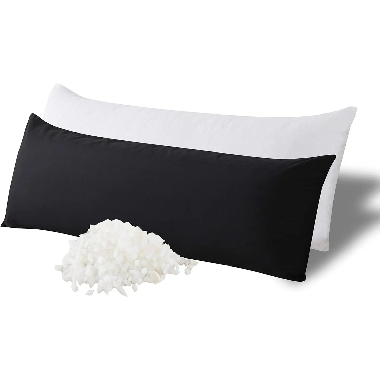 Memory   Pillow with Breathable Zippered Cotton Cover, Full  Pillow for Adults, Long Pillow for Sleeping, Firm Pillow Fluffy Supportive - Black