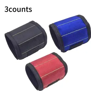 Magnetic Wristband, 3 Counts Magnetic Wrist Band, Multifunctional Magnetic Wrist Strap for Holding Screws, Nails, Drill Bits, Picks, Hand Tools Accessories