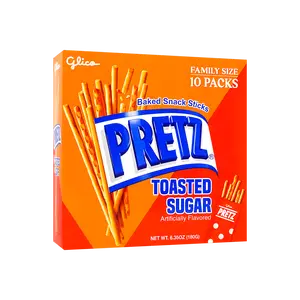 Glico Pretz Baked Snack Sticks - Toasted Sugar Flavor, 10 Packs, 180g - Crispy Japanese Pretzel Sticks for Snacking