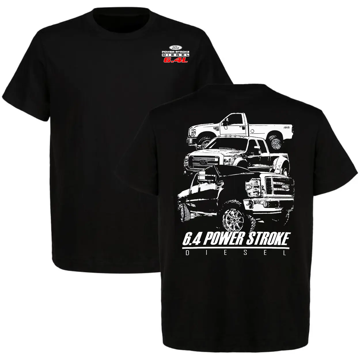 Ford 6.4 Power Stroke Trucks T-Shirt Men’s Cotton Short Sleeve Car Graphic T-Shirt Casual Menswear