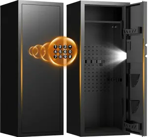 RXDSAFE Quick-Access Large Gun Safe Cabinet Digital Board with Alarm Mode Reaction Lock System Adjustable Shelves Expansion Bolts for Home Office Study Bedroom Closet Security Gift Guide LED Lights