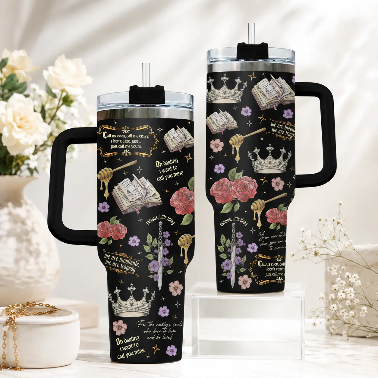 Powerless Series Icon 40 Oz Tumbler, Book Lover Must Have PowerIess 40 Oz Tumbler , The Perfect Tumbler For Fans, Best Gift For Holiday