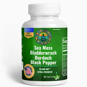 VitaVibeRX Sea Moss Supplement 43,500mg 4in1, 5 Super Ingredients, Extra Strength & High Potency, 60 Capsules, MADE IN USA