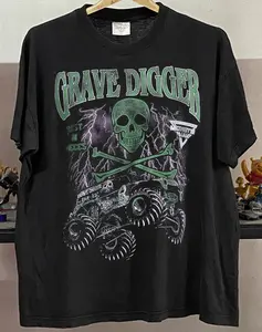 Reprint Grave Digger Monster Jam 90s T shirt Short Sleeve tee