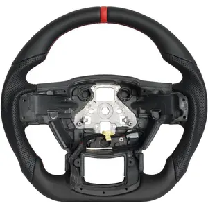 Fit for F150 2015-2020 No Paddle Version D-shaped Perforated Leather Grip led Steering Wheel, Full Leather Steering Wheel With Heated Fit For F150 2015-2020 (No Paddle Version) carbon  fiber  hood  For GMC breathable ultra thin fit modern desigF