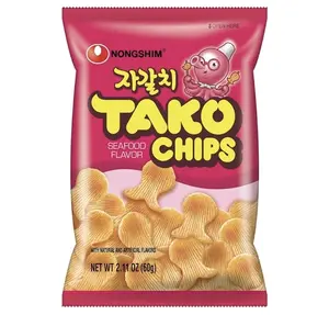Nongshim Tako Chips – Octopus Flavored Korean Snack (4-Pack) | Light, Crispy, and Savory