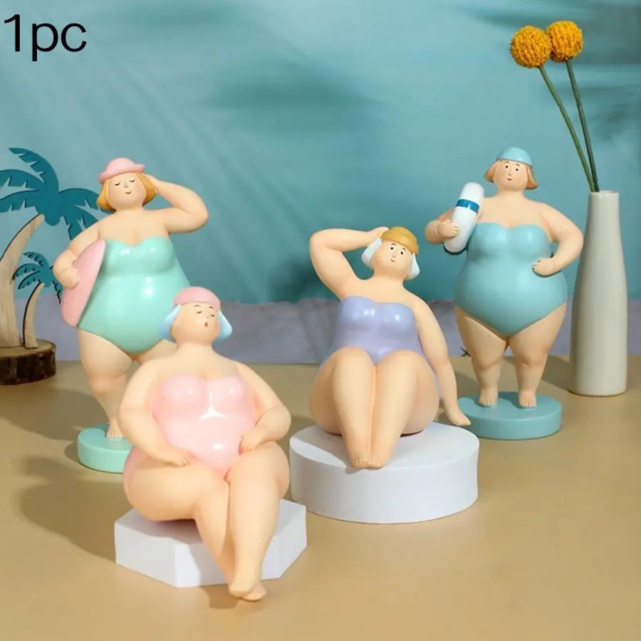 Luxury Beach Lady Figurine, High-End Living Room Desktop Decor, Elegant Wealthy Woman Ornament, Premium Home Decoration Piece