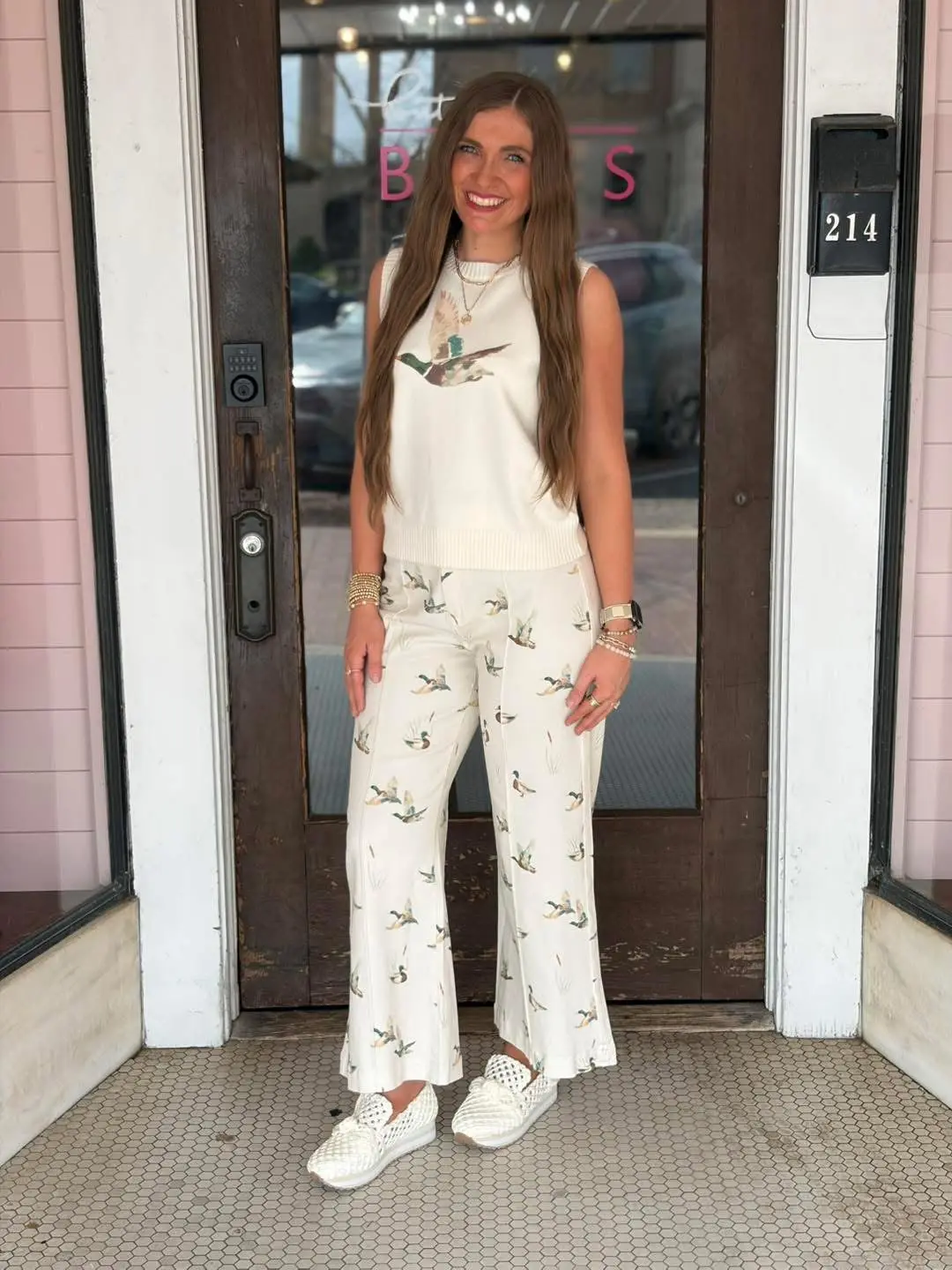 Mallard Stretch Denim Wide Leg Jeans Ivory