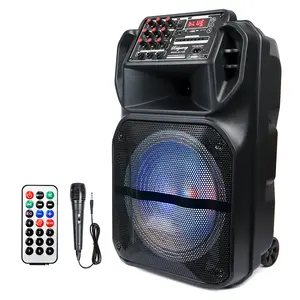 DAZONE Portable Bluetooth PA Speaker System LOUD Rechargeable Outdoor Bluetooth Speaker Portable PA System w/ 12” Subwoofer, Microphone In, Party Lights, USB, Radio, Remote for Home Party