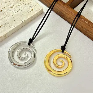 Spiral Alloy Pendant Sweater Chain | Light Luxury High-End Wax Cord Necklace