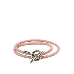 Pre-owned HERMÈS 1 Small Leather Goods Hermes choker bracelet, silver leather, metal. OK