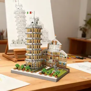 1620pcs World Landmark Building Blocks, Pisa Leaning Tower Scene, Creative 3D Puzzle Toy, Adult Stress Relief, Home Decor, Christmas Gift, Building Block Sets