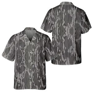 Tree Bark Camouflage Hawaiian Shirt, Woodsy Hunting Pattern Apparel For Men, Summer Vacation Forest Hunting Trip Wear, Casual Streetwear Gift Idea | 070426.R3064.ID00