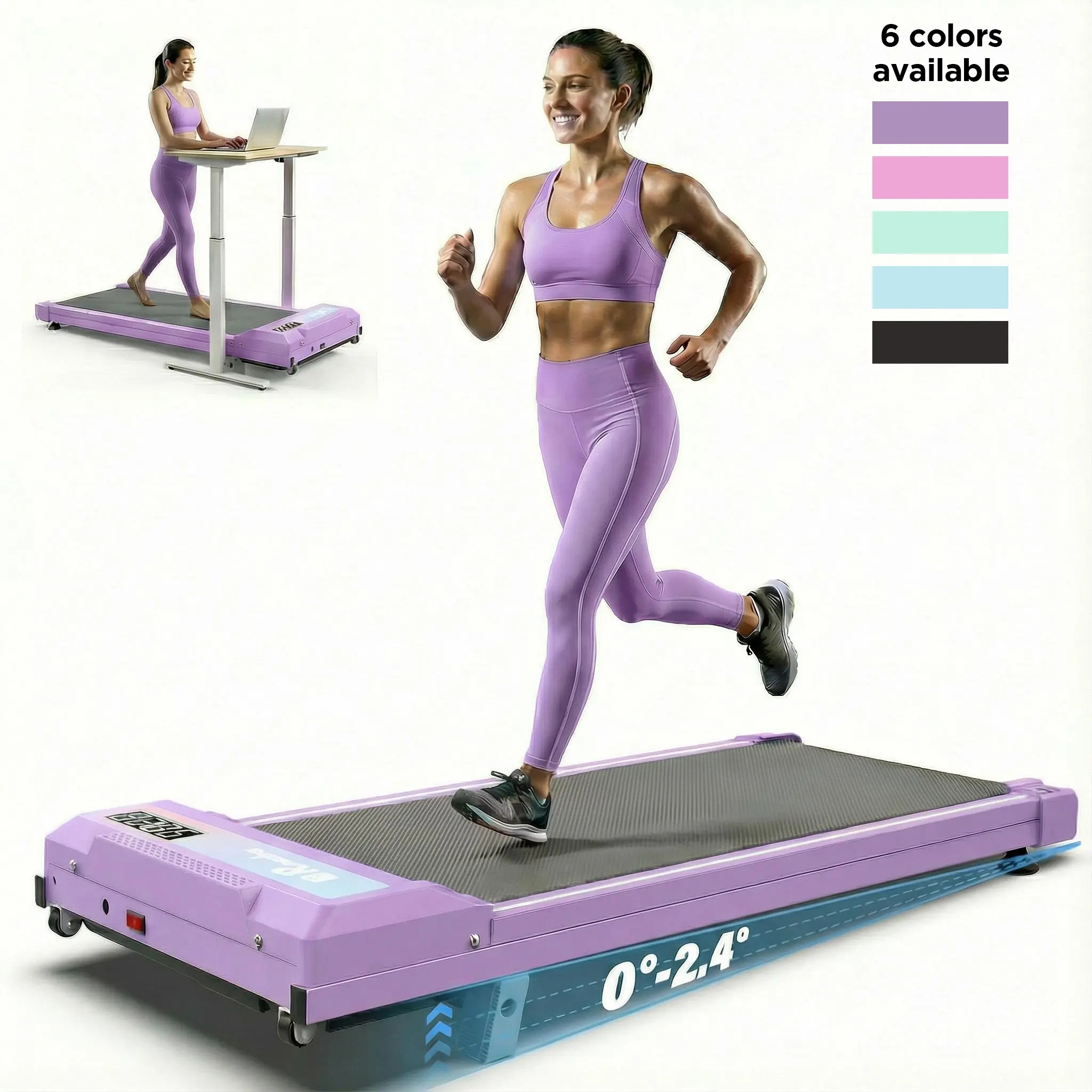 FYC 4-in-1 Desktop Walking Pad Treadmill for Home/Office Use, Low-Noise Portable Under-Table Treadmill with Incline, LED Display, 265 lb Weight Capacity Workout Equipment, Walking Pad Treadmills
