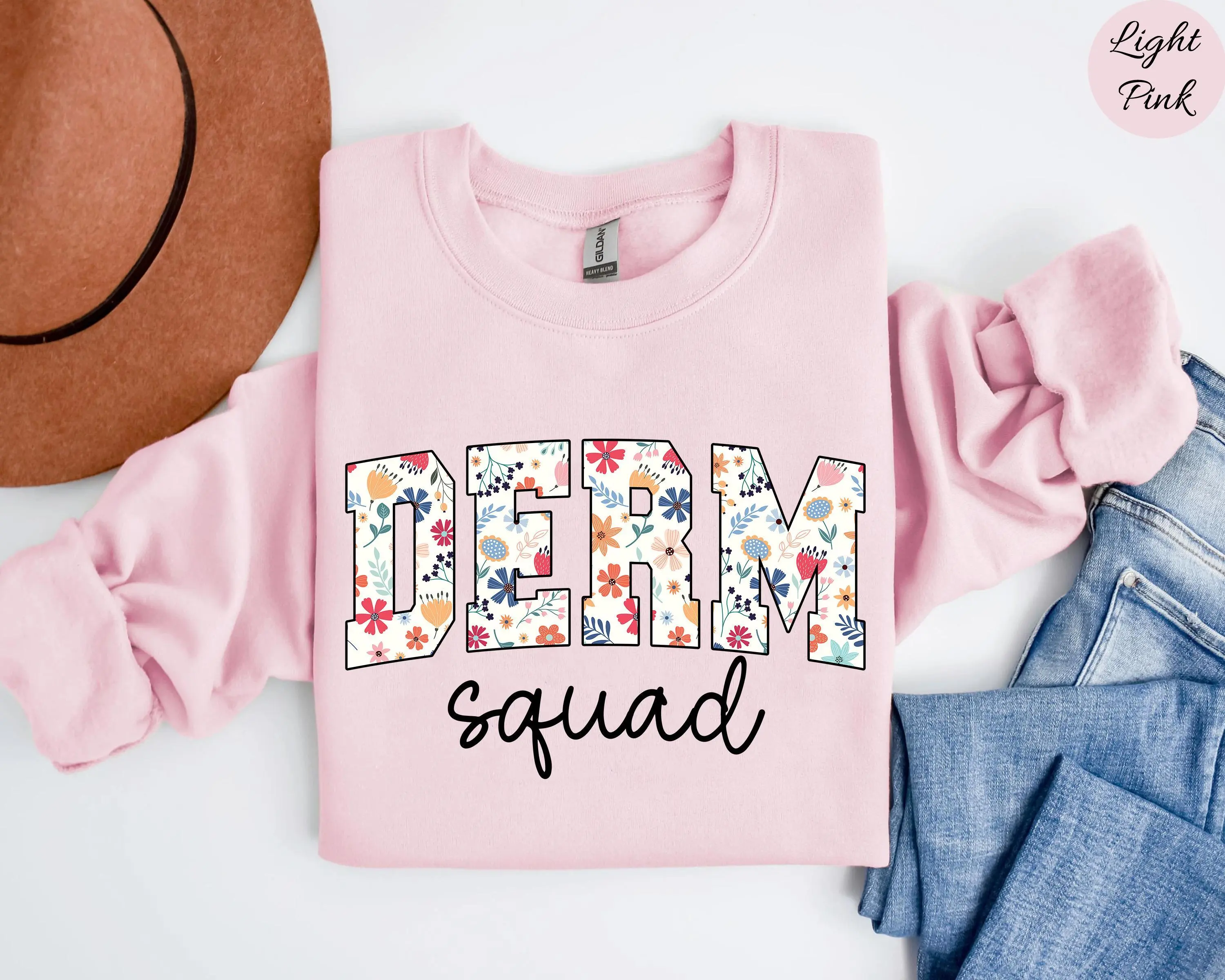 Floral Dermatologist Short Sleeve T-SHIRT OR Sweatshirt, WildFlower Dermatology Shirt, DERM tee, Nurse Appreciation tshirt, Dermatology tee, Derm Crew Sweater Cotton Fabric