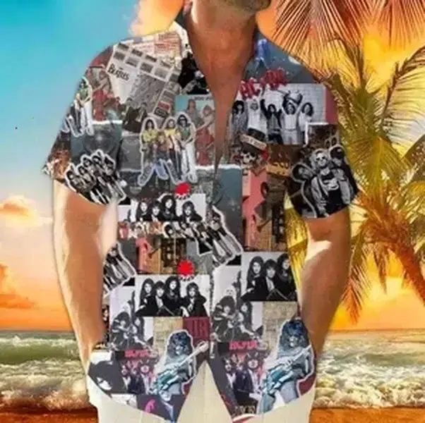 Music Rock Band Hawaiian Shirt, all 80s band, kizz, rolling stone, gifts