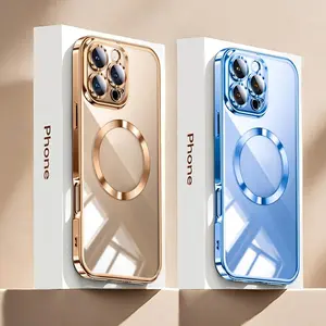 Luxury Transparent Magnetic Wireless Charging Protective Case Cover for iPhone Series, Durable & Stylish Design, Compatible with Multiple Models