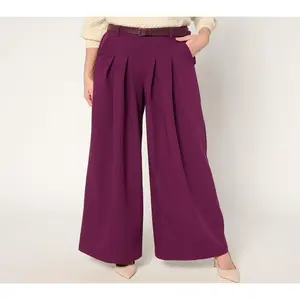 BEAUTIFUL by Lawrence Zarian Petite Belted Wide Leg Pleated Trouser