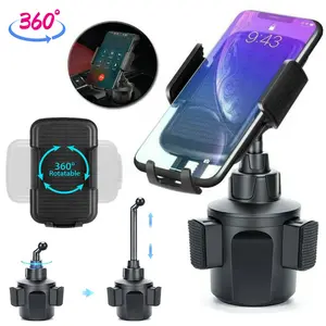 360° Rotation Cup Holder Phone Mount For Car, Universal Cupholder Cradle Cup Phone Holder for Car With Adjustable Height & Expandable Base