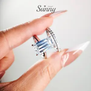 Lab-grown Synthetic Moissanite Stackable Ring Set, Crystal Clear, D Color, VVS Clarity, S925 Silver Inlaid, Sparkling Versatile Jewelry for Women for Weddings/Engagements/Birthdays/Anniversaries/Balls/Parties/Festivals/Dates/Daily Wear, R15510