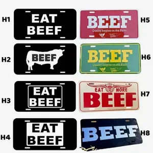 Funny TCA BEEF, Eat BEEF, eat more Beef Aluminum License Plate in Metal Black,Red,Green,White