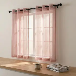 Summer Vibes, 34x63 Inch 4pcs Sheer Curtains for Living Room Bedroom Kitchen Linen Sheer Curtains, Grommet Luxury Black Out Curtains for Windows Apartment FT6661