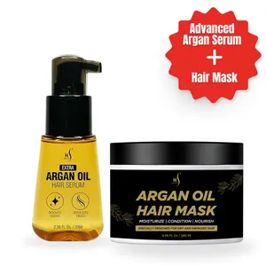 HerStyler Argan Oil Hair Mask & Advanced Serum Set - Deep Conditioning & Frizz Control for Dry, Damaged Hair