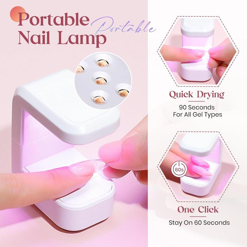 MIZHSE 6-in-1 Nail Kit – Solid Glue, 240pcs Almond Tips, UV Lamp, DIY Extension Set