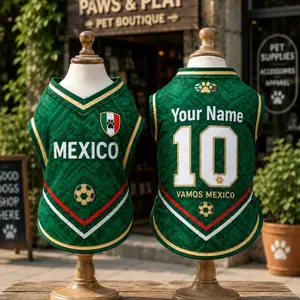 Personalized Mexico Pet Soccer Jersey, Custom Dog Football Shirt, Mexico Dog Jersey with Name & Number Gift