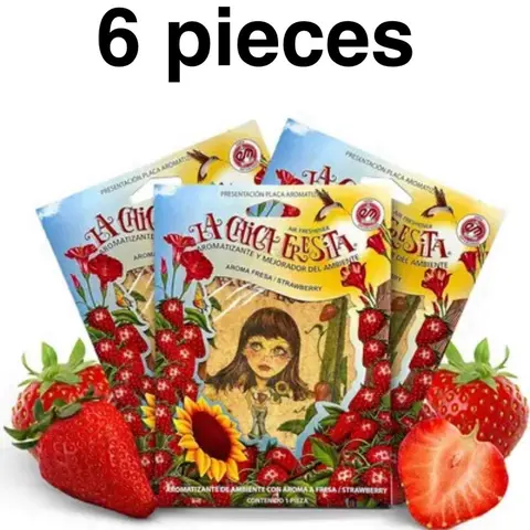 La Chica Fresita Original Fruit-Scented Strawberry Aroma Air Freshener, 6-Pack - Home Fragrance for Space Refreshing