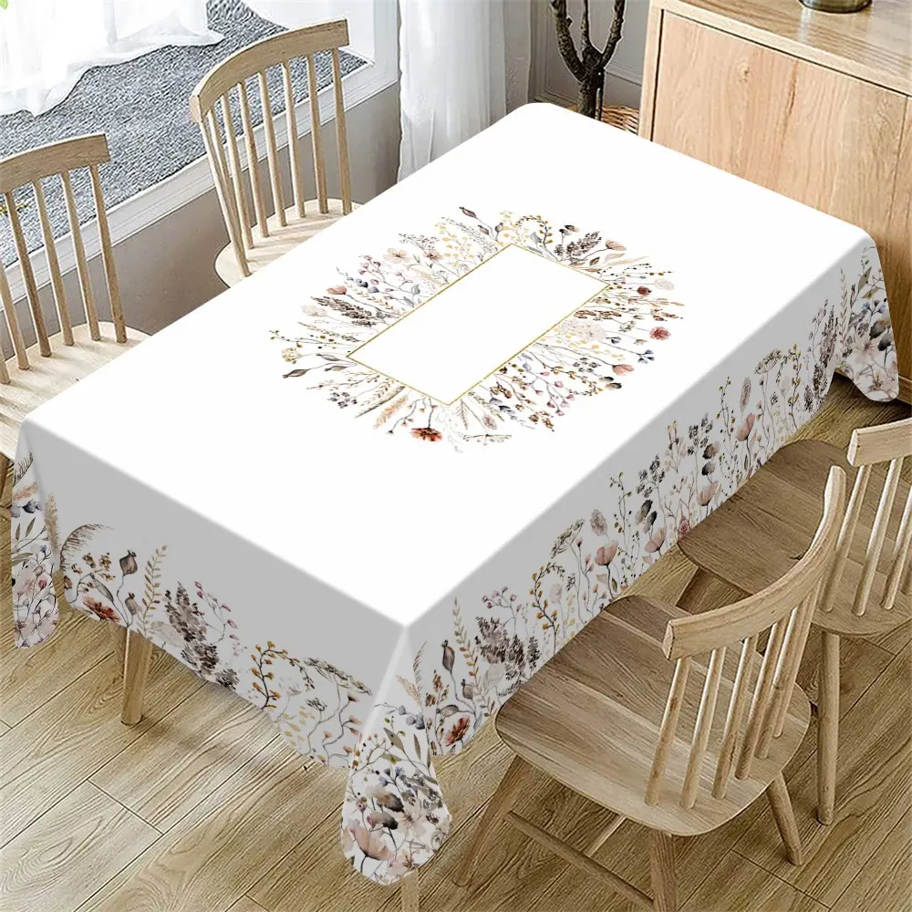Rectangular Tablecloth Spring Summer Watercolor Dried Flower Pattern Aesthetic, Home Kitchen Tablecloth, Picnic Table Cover, Camping Picnic Party Decor, Wedding Decoration
