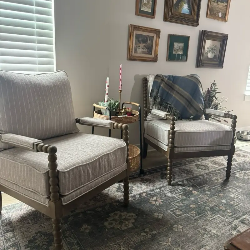 Natural Stripe Linen Occasional Chair