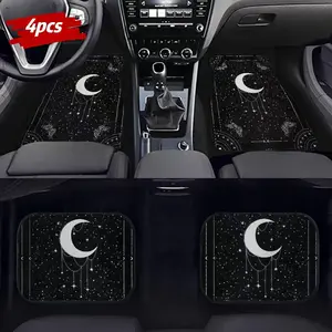 4pcs Moon Butterfly Pattern Car Mats, Car Interior Accessory, Suitable for Most Front and Rear Seat Carpets, Interior Protection Decor, Perfect Gift for Mother's Day, Father's Day, Valentine's Day