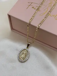 Gold Plated Virgen de Guadalupe Necklace for Women - Religious Jewelry