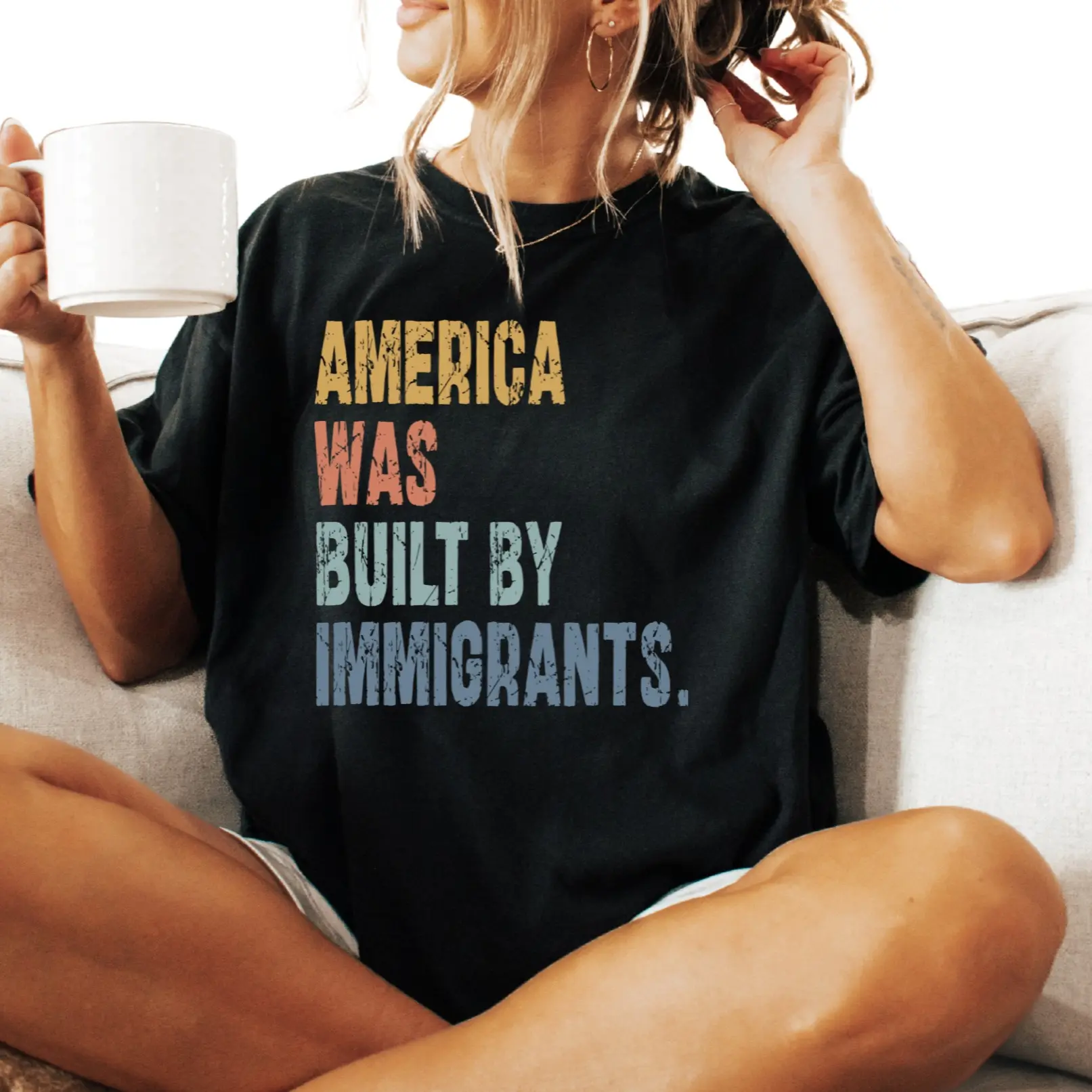 America Was Built By Immigrant T-shirt, FDT Shirt, Anti-Trump T-shirt, Democrat Shirt, Resist Shirt, Comfort Colors